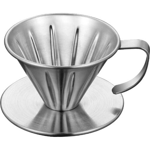 Stainless Steel Coffee Dripper Engine V60 Style Coffee Drip Filter Cup Coffee Filter Tea Slag Funnel Hand Punch Double Filter