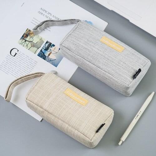 1pcs Korean creative student literary canvas stationery box large pen box wholesale Mai and Sengge triangle big pencil case