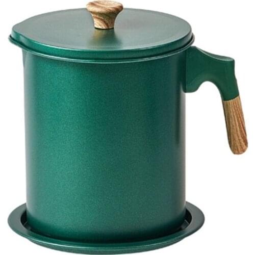 1.4L Oil Strainer Pot Stainless Steel Oil Storage Can With Fine Mesh Strainer Dust-proof Lid For Storing Frying Oil Cooking 1pc