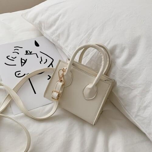 Fashion Solid Color PU Crossbody Handbag Women Portable Handle Leather Shoulder Totes Purse Simple Messenger Top-Handle Bag