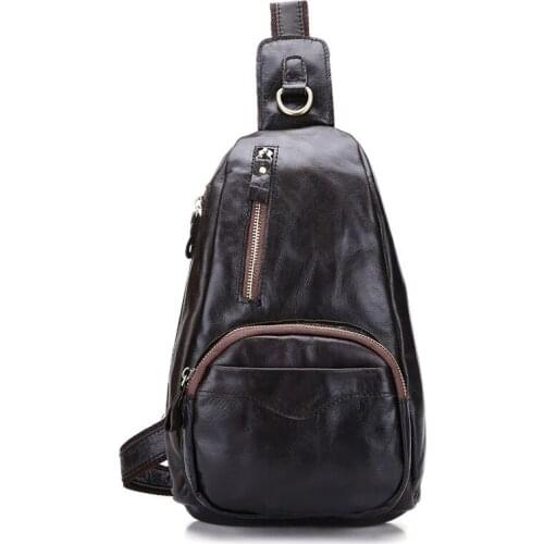 BOLEKE Vintage Crazy Horse Leather Chest Bag Men Handmade Genuine Leather Chest Pack Male Brand Retro Shoulder Crossbody Bag