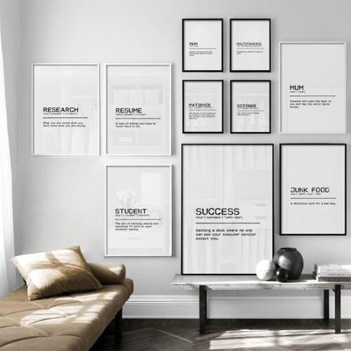 Nordic Minimalist Words Paraphrase Poster Success Mum Wife Canvas Painting Quotes Wall Art Pictures for Home Cuadros Decoration