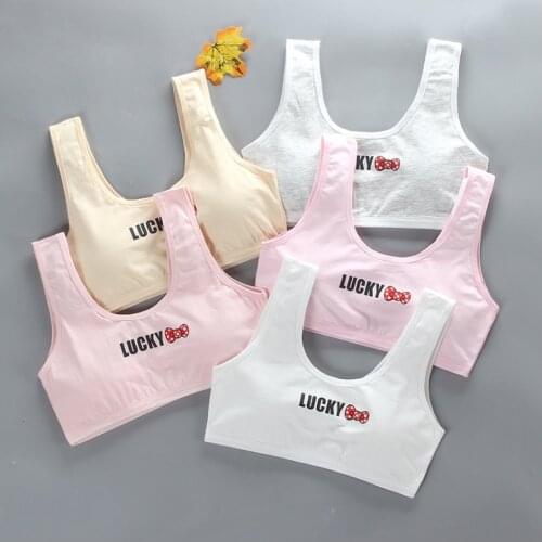 New Lucky Bow cute top Light color Vest Bra underwear bottoming Girls under clothes gift teenager braces children soft cotton