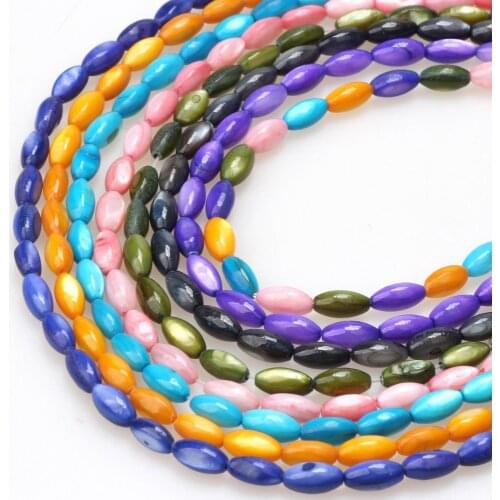 Oval/Cylindrical Natural Black Stone Bead Shell Dyed Pearl, 10mm 34 Pieces/Batch Jewelry Making DIY Necklace Bra
