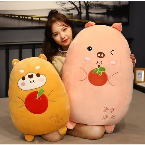 45/60/80CM Cartoon Pig Dinosaur Cat Plush Toys Stuffed Animal Cow Shiba Inu Dog Plush Pillow Soft Doll Children Birthday Gift