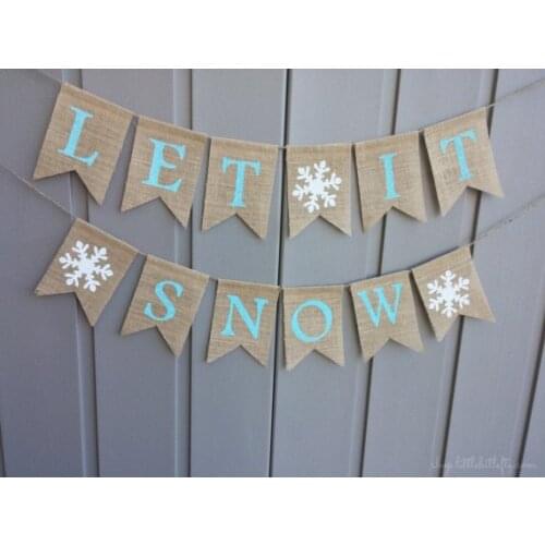 Customize Let It Snow winter holidays Baby shower birthday burlap Banners nursery room Buntings garlands