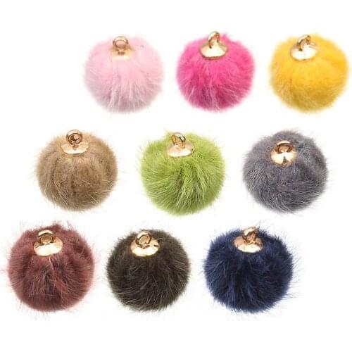 Pompom Ball Bead Charms Pendant For Necklace Bracelet Jewelry Making DIY Earring Fingdings DIY Fluffy Ball for Tassel Earrings