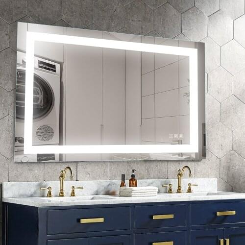 HAUSCHEN M00520 48x36 inch Anti Fog & Dimmer Touch Switch IP44 Waterproof 5500K Cool White 3000K Warm LED Bathroom Mirror