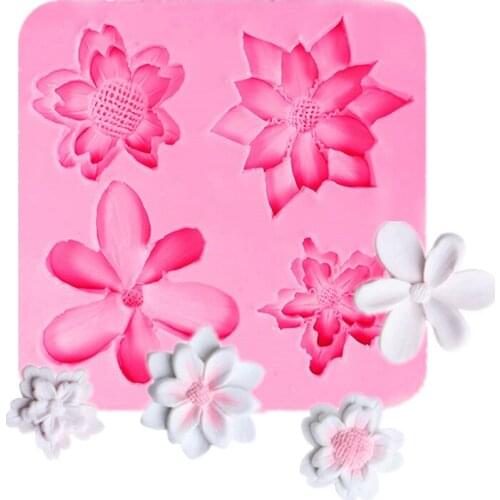 Silicone Molds For Fondant Florets Small Daisy Flowers Fondant Chocolate Decoration Abrasives Fondant Cake Decoration Molds
