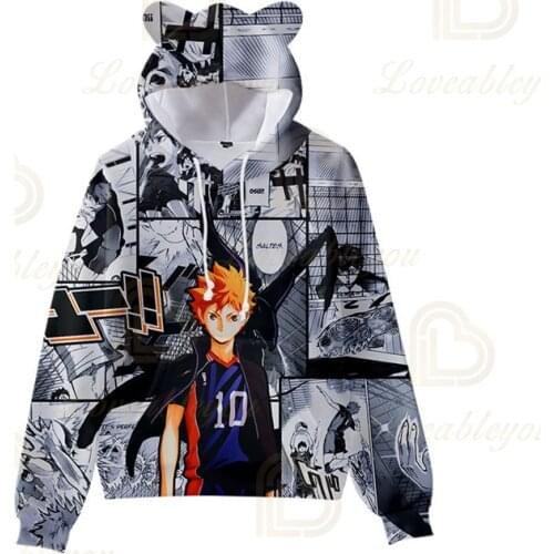 Anime Haikyuu Hoodie Sweatshirt Cosplay Kids Hoody Hinata Shouyou Hooded Hoodies Volleyball Uniform Pullover Tops Young Girls