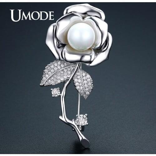 UMODE Rose Flower Brooches for Women Fashion Jewelry Banquet Brooch Christmas Gifts Broches Femininos Garment Accessories UX0042