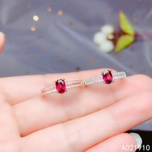 KJJEAXCMY boutique jewelry 925 sterling silver inlaid natural Garnet gemstone ladies ring support detection noble