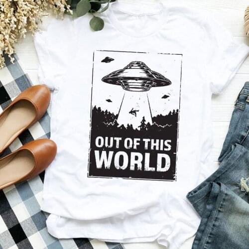 Funny Graphic Out Of The World Letters T-shirt Fashion Casual 90s Print T Tee Womens Tshirt for Female Shirt Clothes Top