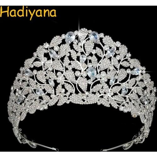 Hadiyana Charm Bride Crown Tiaras Sparkling Cubic Zircon Crowns For Women Wedding Party Gift BC3920 Bridal Hair Accessories