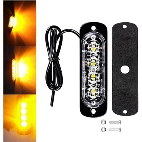 1pc Universal 12-24V 12W 4LED Lights Yellow Truck Van Bar Off-road Car Urgent Warning Fog Light Lamp Accessories For Car Boat