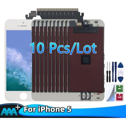 10Pcs 100% Display For iPhone 5 LCD Screen Replacement No Dead Pixel+Tempered Glass