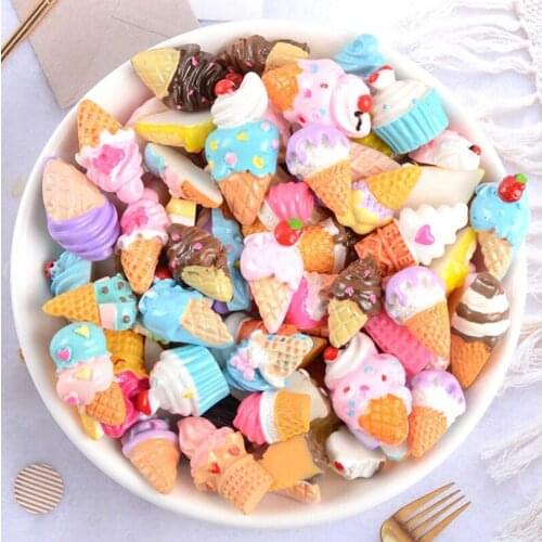 10Pcs Flatback Resin Doughnut Cookies Food Cabochons Charms DIY Filler Toys