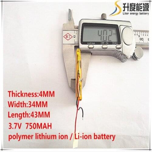 10pcs [SD] 3.7V,750mAH,[403443] Polymer lithium ion / Li-ion battery for TOY,POWER BANK,GPS,mp3,mp4,cell phone,speaker