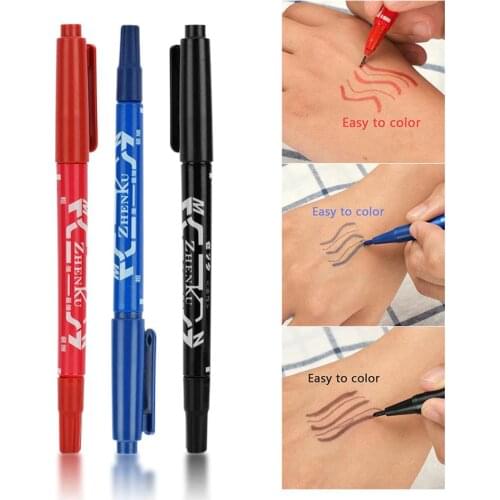 3Pcs Double Ends Temporary Ink Skin Marker Pen Tattoo Supplies Body Art Tools