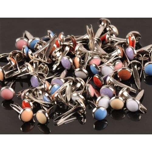50Pcs Metal Brads Crafts Enamel Drip Round DIY Brads Scrapbooking Accessories For Shoes Fastener Decoration 6.5x14mm C1516