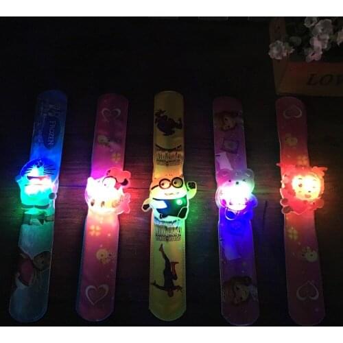6pcs Cartoon slap bracelet Flash Wrist Band Glow Luminous Bracelets Childrens Day/Birthday Party Gifts Toys