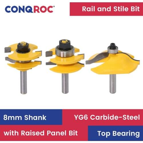 3 Pieces 1/4" Ogee Cabinet Router Bit Set 8mm Shank Woodwork Milling Cutters Kit