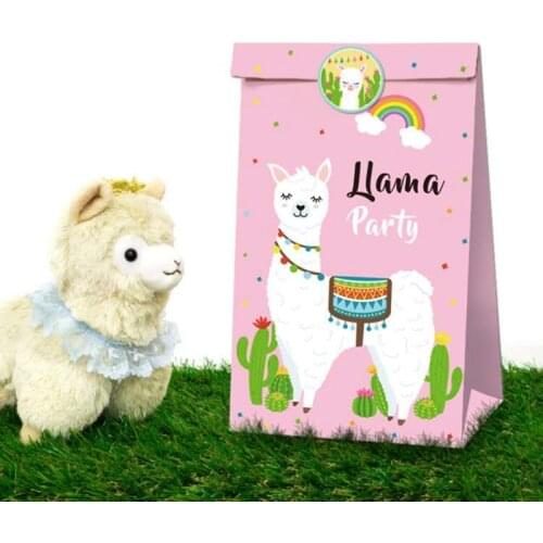Alpaca Llama Gifts Candy Bags Happy Birthday Party Decorations Alpaca Stickers Thank You Paper Gifts Bags Kids Party Favors