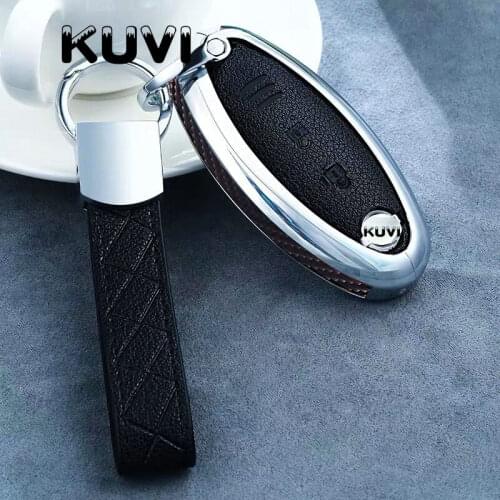 Carbon Fiber Alloy Leather Car Key Fob Shell Cover Case For Nissan 350Z Almera Altima Armada Qashqai Cefiro Cube Juke Livina