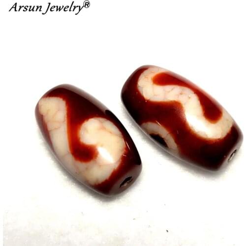 Old Red Agate Beads,Dragon pattern Ruyi&Ruyi-2eyes DZI Beads,11*20mm,Red DZI Beads,High-end Amulet Jewelry DIY Free Shipping