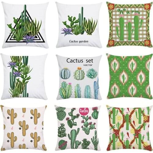 Plant Pillow Cover Cactus Pillow Case Colorful Cactus Cushion Cover for Home Sofa Decoration Desert Pillowcase