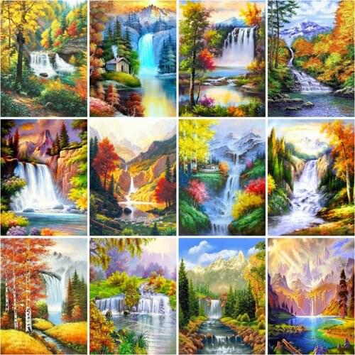 Evershine 5D DIY Diamond Painting Mountain Full Square Round Diamond Mosaic Waterfall Scenery Cross Stitch Embroidery Wall Decor