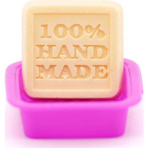 Hot sale handmade soap mold square/round shape 100% handmade mark silicone mould size about 6x6x2cm finished soap about 50g