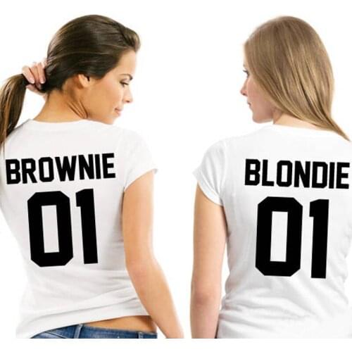Matching Best Friends Cotton Tshirts Women Girls Brownie Blondie 01 Letter Print T-shirts Outfits Summer Top Tee Sister T Shirts