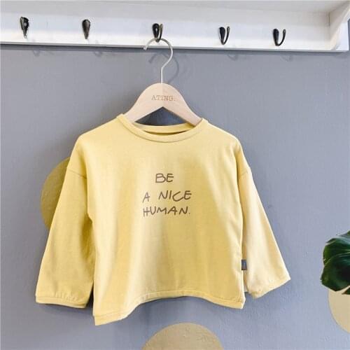 New 2020 Kids Clothes Spring Letter Printed Baby Boys Girls T-shirts Cotton Long Sleeve Tops Children Loose Tees