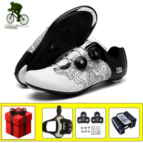 Athletic Raod Bike Shoes Male Bicicleta Triatlon Zapatillas Ciclismo Self-locking Breathable Riding Bicycle Sneakers Add Pedals