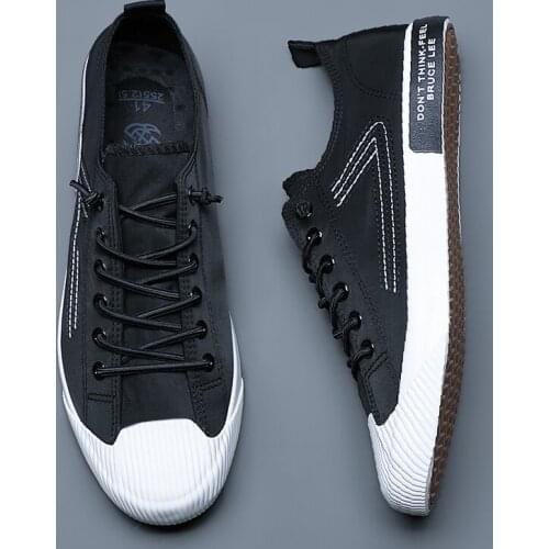 Breathable Casual Sneakers Shoes Elastic Band Mens Vulcanize Loafers Spring 2021 New Male Hard-Wearing Shoes Black Gray S21027