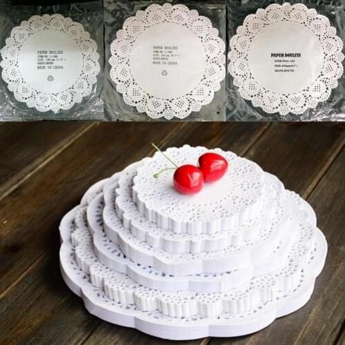 2021 100Pcs Round Paper Lace Doilies Cake Placemat Party Wedding Baking Desssert Decoration New