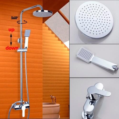 YANKSMART Fashion Polished Chrome Bathroom Shower Faucet Wall Mounted Bathroom Rain Shower Set Classic Shower Mixer Tap