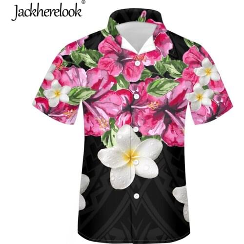 Jackherelook Men Hawaii Shirts Tropical Hawaiian Floral Print Summer Cuban Guayabera Clothes Button Down Tops Shirt Plus Size