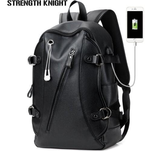 USB Charge Men Backpack Leather Male Functional bags Men Waterproof backpack PU big Capacity Men Bag School Bags For Teenager