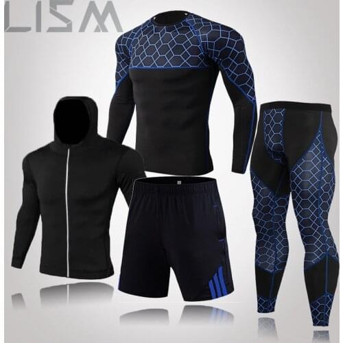 Mens Sport Clothing Suit Men Running Set Jacket Basketball Football Tennis Fitness Tights Shorts Shirts Leggings Sportswear