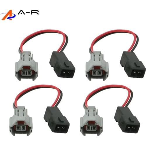 Set of 4 Injector PnP Adapters for Denso female to EV1 Bosch/Jetronic male PLUG FUEL INJECTOR ADAPTERS Wired Cable Connector
