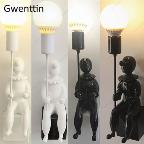 Clown Wall Lamp Resin Ceramic Wall Sconces for Bedroom Children Room LED Mirror Light Fixtures Nordic Loft Industrial Home Decor