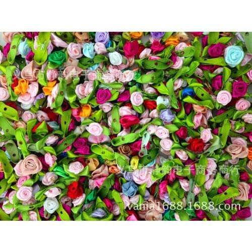 Delicate 200pcs / lot Hot Sales Children DIY Hairbands Satin Rolled Ribbon Rose Flowers rosettes Kids clothing wear accessories