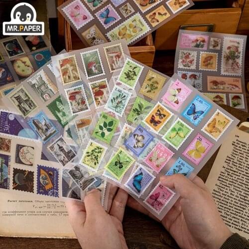 Mr.paper 8 Designs PVC Transfer Flat Sheet Sticker Stamp Collection Album Series Decorative Paper Sticker Scrapbook Decoration