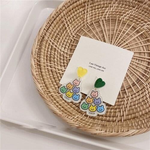 Transparent Acrylic Colorful Bear Print Women Summer Earring
