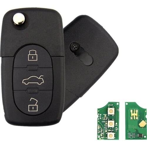 XRSHKEY 3 Button Remote Control Flip Key 433Mhz ID48 Chip 4D0837231N Uncut HU66 Blade for A2 A3 A4 A6 A8 TT