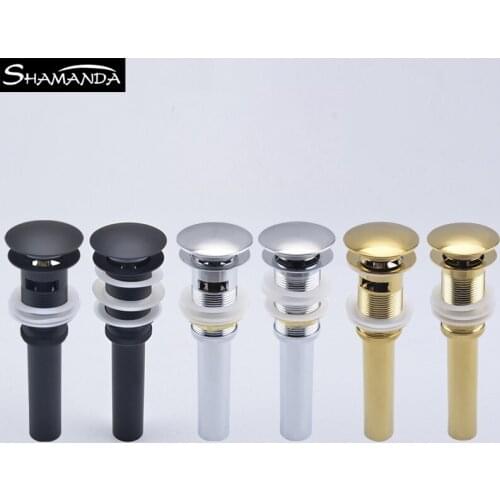 Bathroom Basin Sink Pop Up Drain Brass with & without Overflow Vanity Sink Waste Drainer 4-colors For Choice
