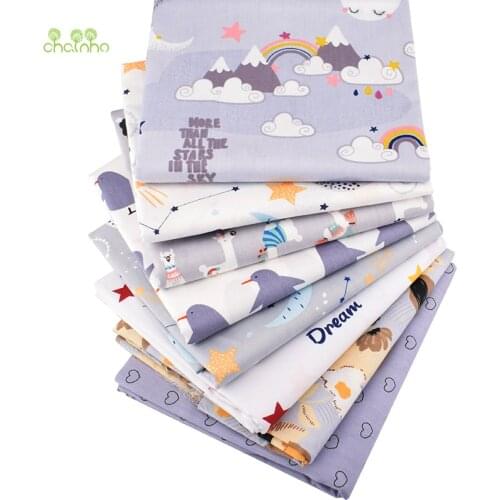 Gray Cartoon Series,Printed Twill Cotton Fabric,For DIY Sewing Quilting Baby & Childrens Bed Clothes Material,100x160cm