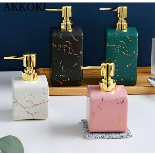 Nordic Fashion Shower Gel Sub-Bottomed Ceramic Lotion Press Bottle Hand Sanitizer Shampoo Bottle Marbled Bathroom Accessories